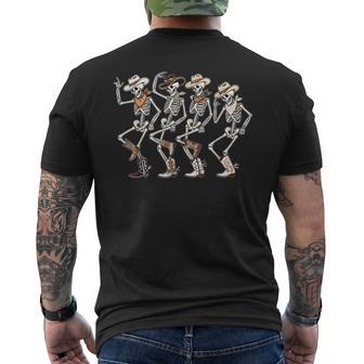 Dancing Skeleton Cowboys Western Country Rodeo Halloween Men's T-shirt Back Print - Thegiftio UK