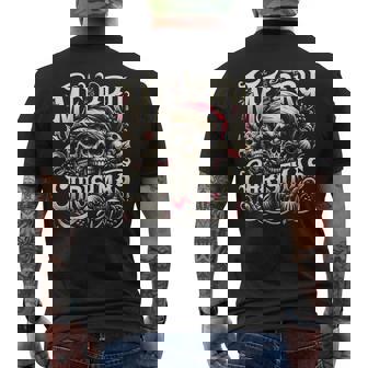 De Navidad Con Calavera Gótica Feliz Navidad Oscuro Holiday Camiseta Hombre Estampado Espalda - Regaloses