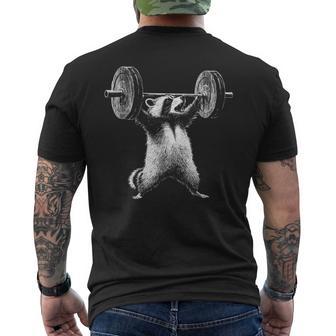 Deadlift Raccoon Gym Weight Training Men's T-shirt Back Print - Monsterry