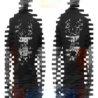 Deer Silhouette Forest Wildlife Animal Lover Men's T-shirt Back Print - Monsterry
