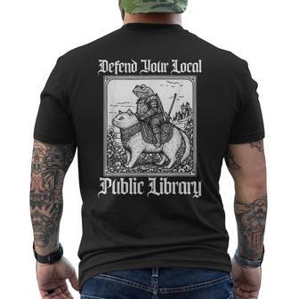 Defend Your Local Public Library Knight Riding Cat Men's T-shirt Back Print - Thegiftio UK