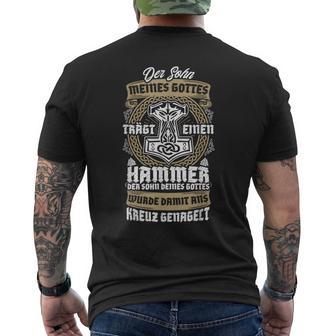 Derohn Meines Gottes Trägt Einen Hammer Wikinger Odin T-Shirt mit Rückendruck - Geschenkecke
