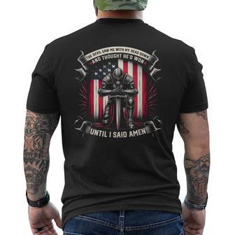 Devil Saw Me With My Head Thought He'd Won Until I Said Amen Men's T-shirt Back Print - Monsterry