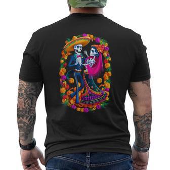 Día De Los Muertos Dia De Los Muertos Esqueletos Bailando Mexicano Camiseta Hombre Estampado Espalda - Regaloses