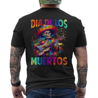 Dia De Muertos Skeleton Playing Guitar Day Of The Dead Men Men's T-shirt Back Print - Thegiftio UK