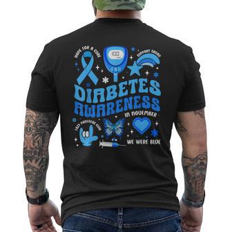 Diabetes Awareness Toddler Ribbon T1d Support Warrior Squad Men's T-shirt Back Print - Thegiftio UK