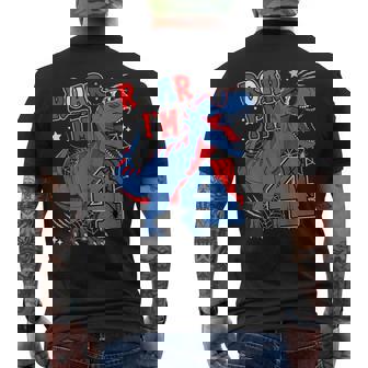 Dinosaur 4Th Birthday Spider Theme Party 4 Years Old Boy Men's T-shirt Back Print - Monsterry