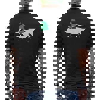 Dinosaur Driving Futuristic Electric Truck Men's Back Print T-Shirt | Mazezy