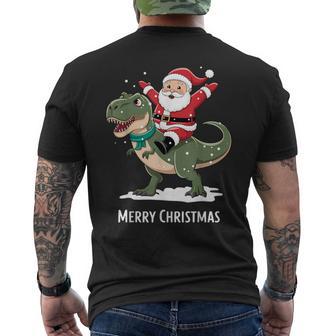 Dinosauro Natale T-Rex Babbo Natale Cavalca Un Dinosauro T-shirt da uomo con stampa posteriore - Novitaregali