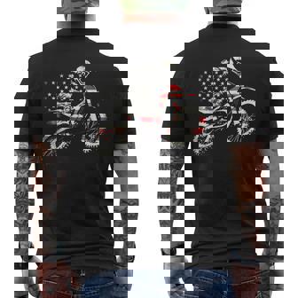Dirt Bike Retro American Flag Motocross Enduro Men's T-shirt Back Print - Monsterry