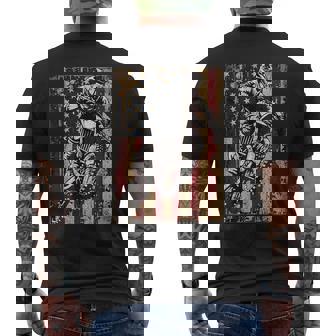 Dirt Bike Usa Flag Vintage Motocross Riders Freestyle Men's T-shirt Back Print - Monsterry