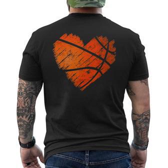 Distressed Basketball Heart Men's T-shirt Back Print - Thegiftio UK