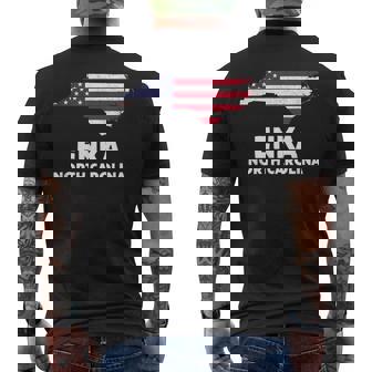 Distressed Patriotic USA Flag Enka North Carolina Men's Back Print T-Shirt | Mazezy