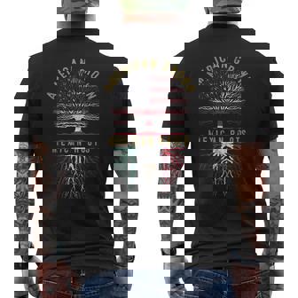 Distressed Tree USA Flag American Grown Mexican Roots Men's Back Print T-Shirt | Mazezy