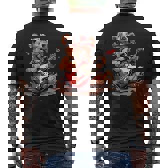 Divertente Musicista Teddy Bear Ama La Musica Rock E Le Chitarre T-shirt da uomo con stampa posteriore - Novitaregali