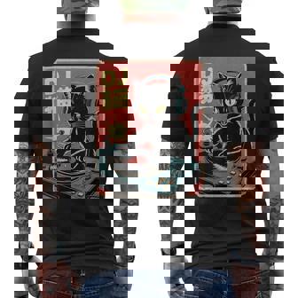 Dj Cat Cool Music Japanese Black Cat Djing Cat Lover Men's T-shirt Back Print | Seseable CA