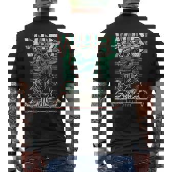 Dj Dinosaur House Trance Dubstep Techno Music Men's Back Print T-Shirt | Mazezy