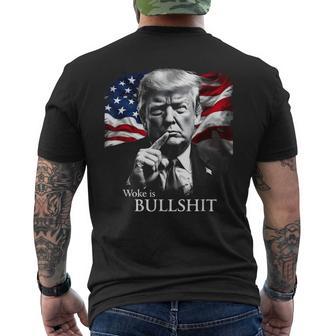 Donald Trump Anti Woke Woke Is Bullshit Politischer Humor T-Shirt mit Rückendruck - Geschenkecke