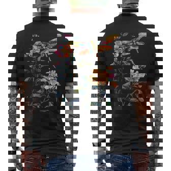 Dragonfly Flower Insect Lover Men's T-shirt Back Print - Monsterry