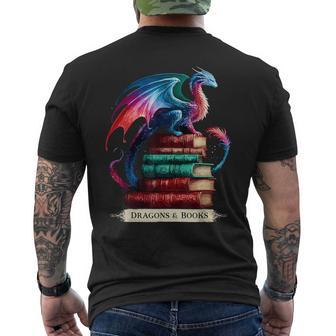 Dragons And Books Dragonworm Book Lover Reading Men's T-shirt Back Print - Thegiftio UK