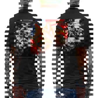 Drapeau Américain 2024 Loup Aigle À Tête Blanche Amoureux Du Nouvel An T-shirt imprimé au dos - Cadeauxyz