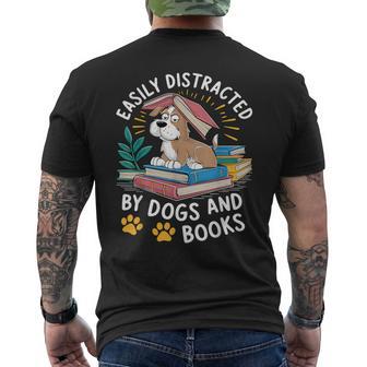 Easily Distracted By Dogs And Books Pets Books Lovers Men's T-shirt Back Print - Thegiftio UK