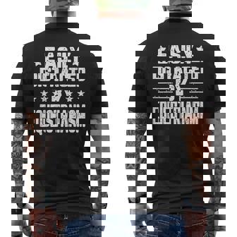 Easily Distracted By Equestrianism Equine Horse Equestrian Men's Back Print T-Shirt | Mazezy