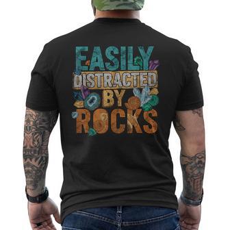 Easily Distracted By Rocks Paleontologist Geologist Geology Men's T-shirt Back Print - Thegiftio UK
