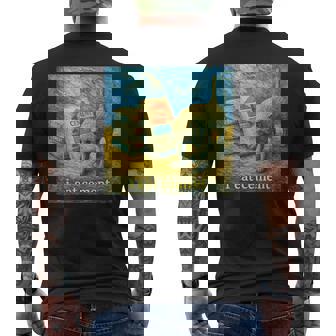 I Eat Cement 猫 ゴッホ 印象派 絵画 美学 メンズTシャツ バックプリント - Kawaiitshirt