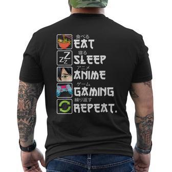 Eat Sleep Anime Gaming Repeat Gamer N Boy Anime Men's T-shirt Back Print | Mazezy