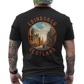 Edinburgh Scotland Retro Distressed Circle Travel Souvenir Men's T-shirt Back Print - Thegiftio