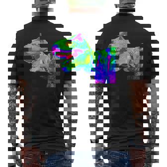 EDM T Rex Tyrannosaurus Rex Rainbow Rave Dinosaur T-Shirt Men's Back Print T-Shirt | Mazezy