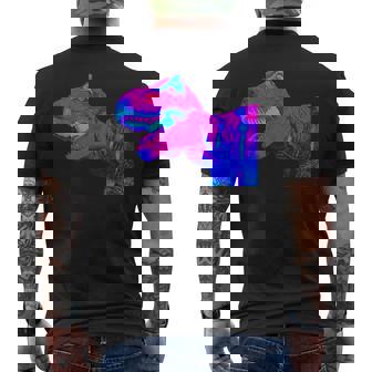 EDM Tyrannosaurus Rex Trippy Vaporwave Rave Dinosaur Tank Top Men's Back Print T-Shirt | Mazezy