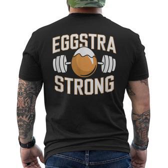 Eggstra Fuerte Huevo Divertido Culturismo Camiseta Hombre Estampado Espalda - Regaloses
