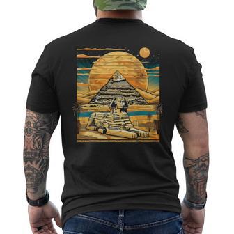 Egypt Sphinx And Pyramids Illustration Pharaoh Egyptian Men's T-shirt Back Print - Thegiftio UK
