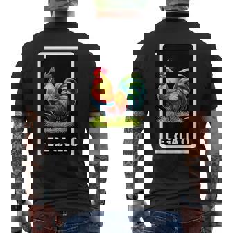 El Gallo Mexican Lottery Bingo Game Traditional Rooster Card Men's T-shirt Back Print | Mazezy