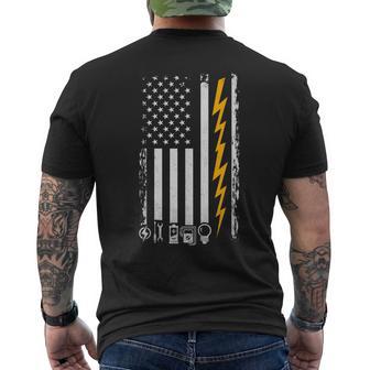 Electrician American Flag Electricians Tools Men's T-shirt Back Print - Thegiftio UK