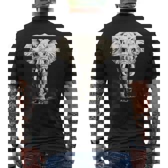 Elephant Drawing Artwork Safari Animal Print Wildlife Motif Men's Back Print T-Shirt | Mazezy