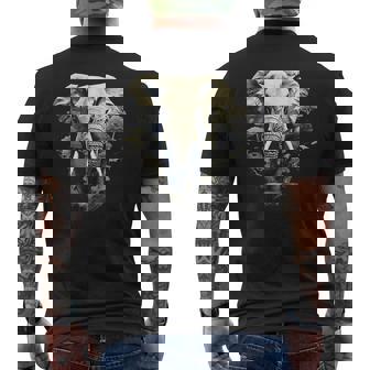 Elephant Drawing Nature Wildlife Animal Print Motif Artwork Men's Back Print T-Shirt | Mazezy