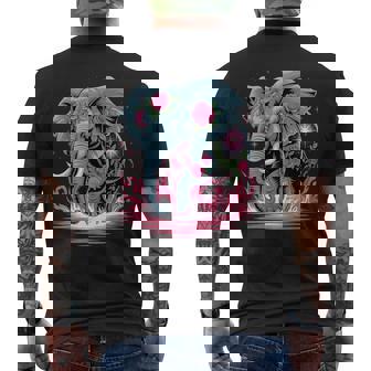 Elephant With Flower Safari Elephant Animal Lover Men's Back Print T-Shirt | Mazezy