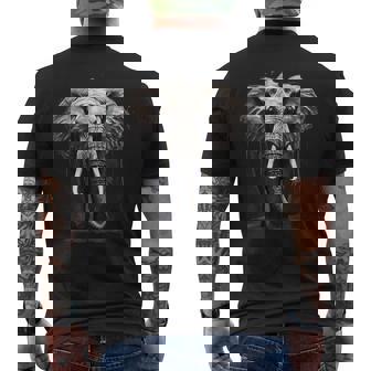 Elephant Safari Animal Print Motif Drawing Artwork Wildlife Men's Back Print T-Shirt | Mazezy