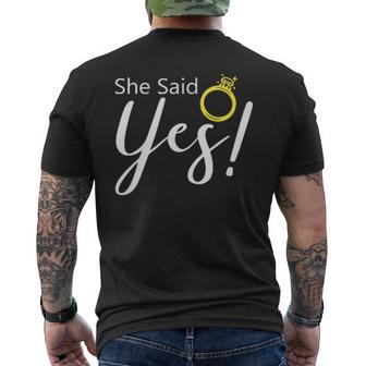 Engagement Party Fiance She Said Yes Newly Engaged Couple Men's T-shirt Back Print - Thegiftio UK