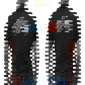 Enka NC Vintage US Flag Sunglasses Men's Back Print T-Shirt | Mazezy