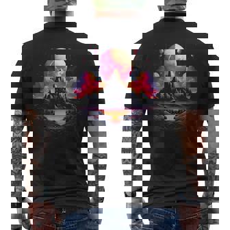 Explore Avant Garde Mountains In A Futuristic Vaporwave Men's Back Print T-Shirt | Mazezy