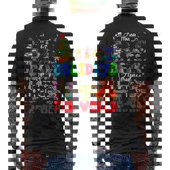 Family Lover Vacations Costume Holidays Around World Xmas Hanukkah Kwanzaa Diwali New Year -Kids Small Men's Back Print T-Shirt | Mazezy