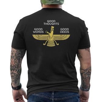 Farvahar Iran Persian Wisdom Zoroastrian Symbol Iranian Men's T-shirt Back Print | Mazezy