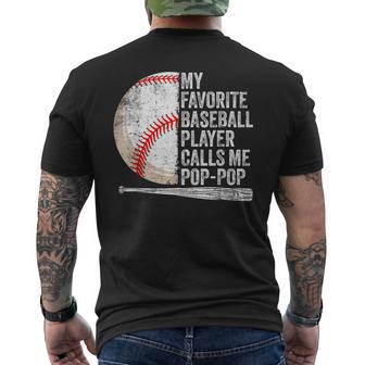 My Favorite Baseball Player Calls Me Pop-Pop Father's Day Men's T-shirt Back Print - Thegiftio UK