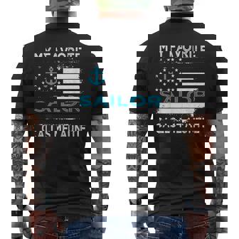 My Favorite Sailor Calls Me Auntie Sailing Usa Flag Anchor Men's T-shirt Back Print | Mazezy