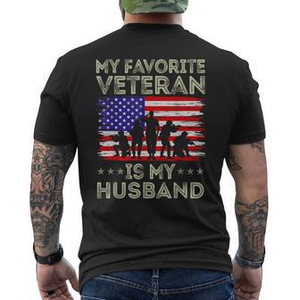 My Favorite Veteran Is My Husband American Flag Veterans Day Men's T-shirt Back Print - Thegiftio UK