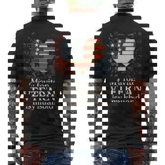 My Favorite Veteran Is My Husband Flag Love Men's T-shirt Back Print | Mazezy